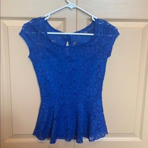Small blue peplum shirt